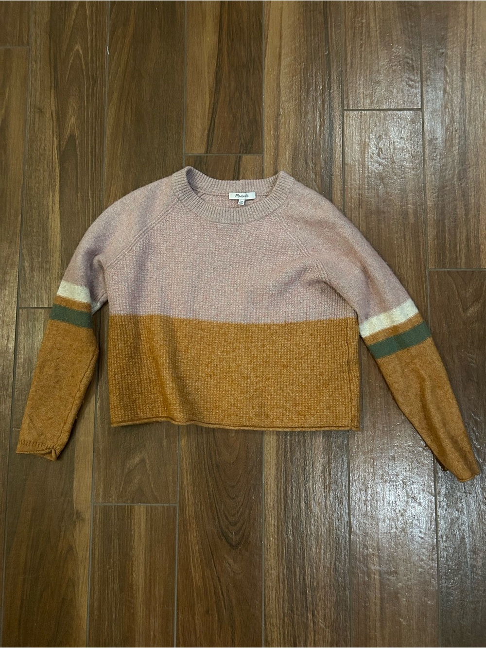 Madewell Pink & Mustard Colorblock Sweater